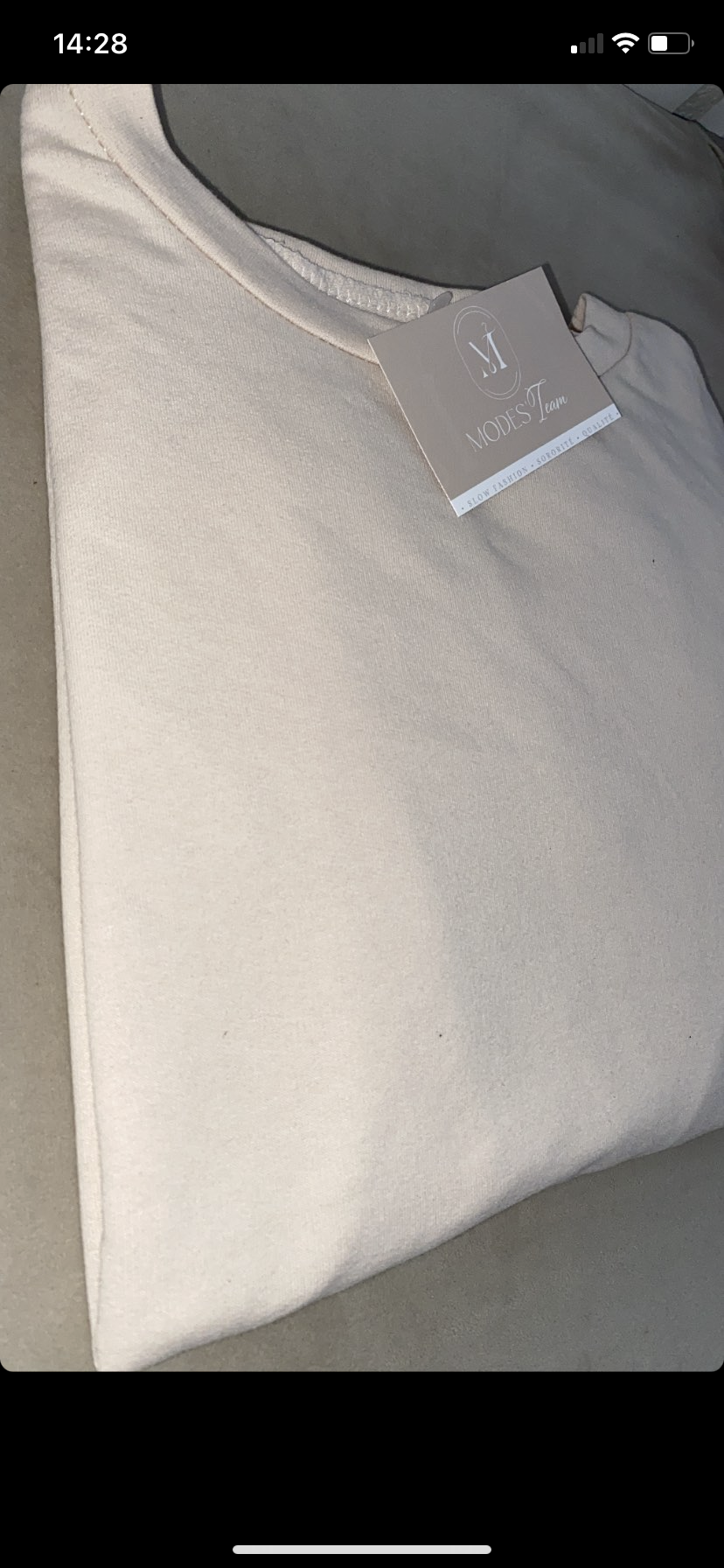 Top beige oversize manches longues coton